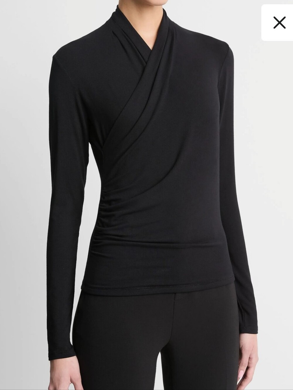 Vince Fixed Wrap Long Sleeve Ribbed Top S